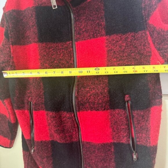 Roots Canada Seymour Wool Plaid Zip Jacket Pockets Red Coat Cozy Preppy Warm M - Picture 15 of 16